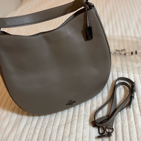 Coach Handbags - Coach Nomad | Leather Hobo Bag | Dark Fog + Black Accents